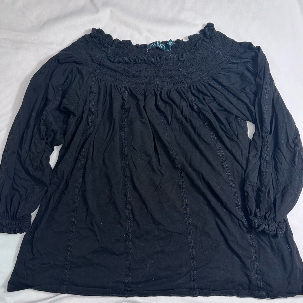 Lauren Ralph Lauren, M, black, long sleeve blouse